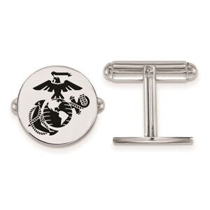 Sterling Silver U.S. Marine Corps Epoxy Disc Cuff Links